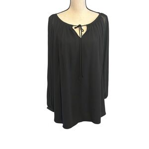 Talbots Black Shirred Tie-Neck Blouse – Size 0X